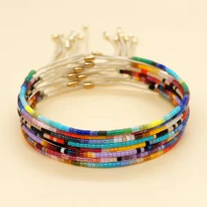 Handmade Adjustable Colorful Miyuki Seed Bead Bracelet Bohemian Stackable Jewelry for Women Girls Summer Holiday Gift