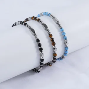 Handmade Bead Bracelet Men Women Non Tarnish Waterproof Stainless Steel Jewelry Boho Adjustable Stackable Beaded Bracelet
