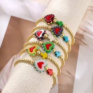 Handmade Beaded Bracelet Love Heart Design Colorful Friendship Jewelry for Women Girls