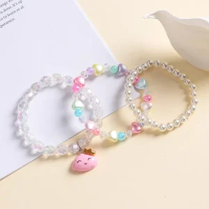 Handmade Beaded Bracelet Set for Children with Cartoon Flower and Butterfly Pendant Design B 0013 for Anniversary