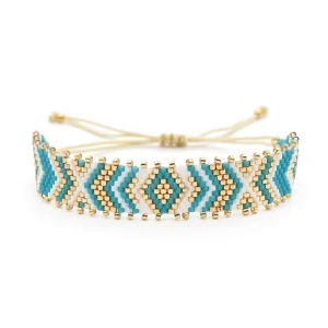 Handmade Beaded Bracelet for Women Mixed Color Arrow Pattern Length Adjustable Fashion Jewelry Accessory