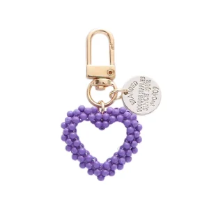 Handmade Beaded Heart Keychain Creative Metal Love Pendant for Couples Gift Bag Charm