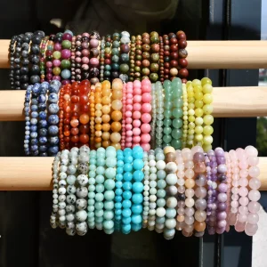 Handmade Beaded Natural Stone Bracelet for Women Multifunctional Summer Colorful Agate Tourmaline Powder Crystal Bracelet