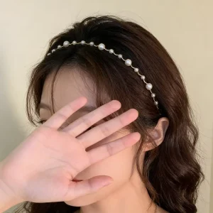 Handmade Beaded Pearl Headband for Women Retro Elegant Hair Hoop Versatile Outing Hair Accessory