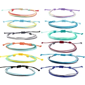 Handmade Bohemian Colorful Wax String Bracelets Adjustable Braided Friendship Bracelets for Women Men Summer Beach Jewelry