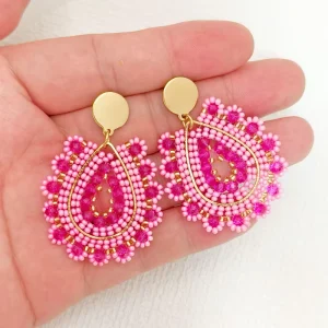 Handmade Bohemian Vintage Luxury Crystal Glass Drop Earrings Women’s Trendy Teardrop Seed Bead Dangle Stainless Steel Jewelry