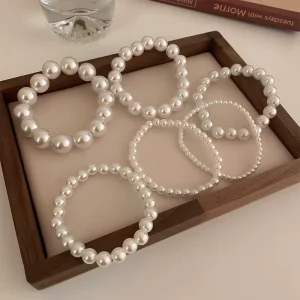 Handmade Bracelets & Bangles Women Men Fashion Chunky Jewelry Chain French Vintage Pearl Bracelet