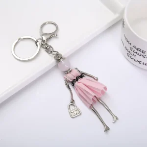 Handmade Cute Black Keychain for Women Car Pendant Hot Girl Statement Fashion Jewelry Bag Key Chain