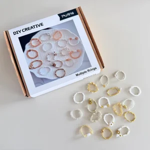 Handmade DIY High End 18K Gold Plated Pearl Lucky Bead Dainty Rings Plastic Jewelry Trendy Finger Beads Color Gold Clear
