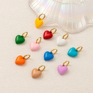 Handmade DIY PVD 18k Gold Plated Durable Chain Stylish Trendy Design Stainless Steel Bracelet Necklace Heart Charms