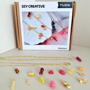 Handmade DIY Trendy Natural Stone Pendant Necklace Kit With Link Chain Accessories To Make Exquisite Gift Necklace