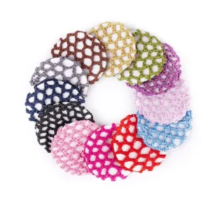 Handmade Elastic Ballet Dance Hair Bun Cover Snood Crochet Hairnet Mesh Knit Stretchy Hair Net for Buns Hair Styling Accessories