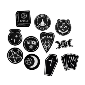 Handmade Gothic UV Fairy Cast Metal Craft Enamel Pins New Witch Ouija Moon Tarot Book Brooches Pins for Women