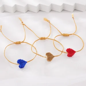 Handmade Heart Shape String Woven Bracelet Adjustable Rope Braided Fashion Friendship Jewelry Bracelets