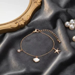 Handmade Huggie Star Fine Jewellery Retro Shell Starfish Lobster Buckle Circle Beach Copper Bracelet