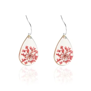 Handmade Korean Jewelry Drop Earrings for Children Fashion Acrylic Resin Real Dried Flower Handcrafted Accessories