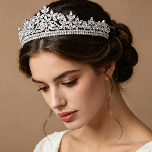 Handmade Luxury Royal High Quality Sparkling Marquise Cubic Zirconia Star Tiara Bridal Hair Accessories for Wedding & Pageant