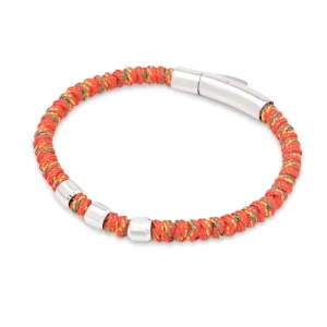 Handmade Men’s Fashion Bracelet with Stainless Steel Clasp and Bead Laser Logo Charm Premium Fashion Bangles
