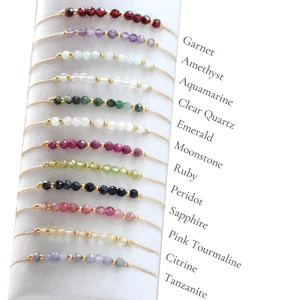 Handmade Minimalist Boho Style Birthstone Bracelet Women’s Fashion Beaded Jewelry Opal Gemstone String Adjustable