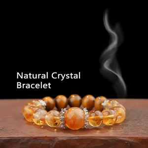 Handmade Natural Crystal Beaded Bracelet Gold Plated Artisan Craft Trendy Women’s Daily Wear