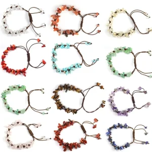 Handmade Natural Stone Bracelet Gift All 13 Colors Colorful Crystal Green Beaded Elastic String Adjustable Bangle Bracelet