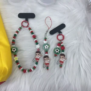 Handmade Plastic Mobile Phone Bead Wristband Portuguese Football Star Series Sports Fan Souvenir Gift