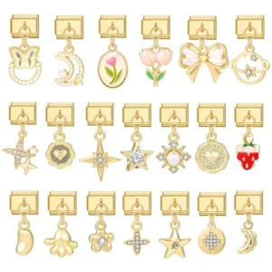 Handmade Retro Fashion Charm Bracelet with 18K Gold Plated Stainless Steel Crystal Rhinestone Pendant Trendy Women’s Accessories