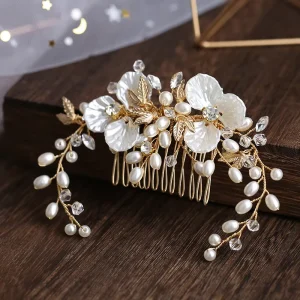 Handmade Romantic Flower Hair Accessory Crystal Rhinestone Hair Comb for Women