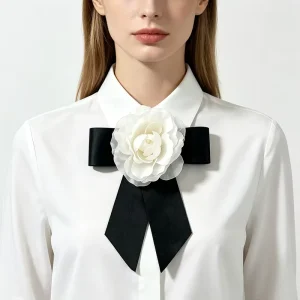 Handmade Silk Camellia Flower Brooch Bow Flower Cc Top Hat Brooch for Women