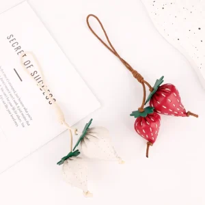 Handmade Strawberry Bag Charm Leather Pendant for Handbag Purse Backpack Luggage Accessories