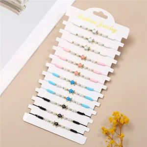 Handmade Summer Beach Pearl Clay Woven Bracelets Gold Enamel Sea Turtle Bracelet for Men Women
