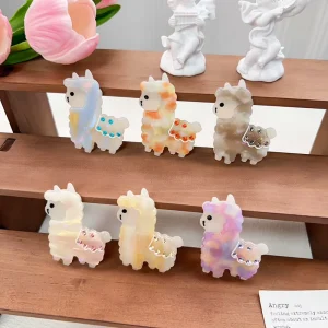 Handmade Sweet Spliced Diamond-encrusted Acetate Alpaca Hair Clips for Girls Hair Accessories Display