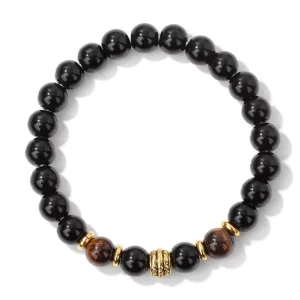 Handmade Texture Birthday Party Jewelry Natural Stone Tiger Eye Beaded Bracelet