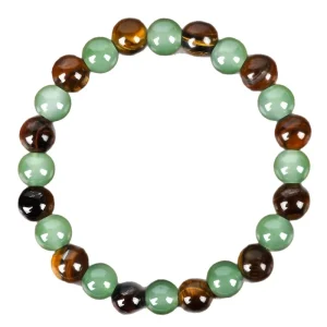 Handmade Tiger’s Eye and Green Aventurine Gemstone Bead Bracelet, Perfect for Hanfu Style