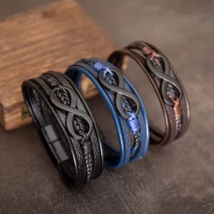 Handmade Vintage Multilayer Leather Bracelet for Men Punk Music Note Fashion Bangles with Handcrafted Braid Design Cuero Style