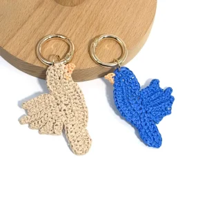 Handmade Woven Flying Bird Pendant Creative Bird Keychain DIY Bag and Car Key Ornament