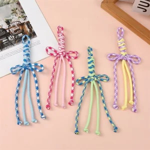 Handmade Woven Polyester Simple Eco Friendly Keychain Colorful Braided Rope Bag Charm Pendant Fashion DIY Backpack Decoration