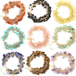 Handmade Yoga Bracelet Gift All 13 Colors Bohemian Natural Stone Blue Color Crystal Beaded Geometric Bracelet