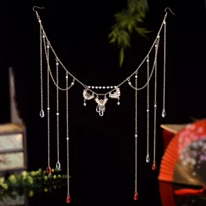 Hanfu Antique Veil Tassel Ear Hanging Hair Cover Headdress Children’s Costume Jewelry Set Made From Durable Alloy Material