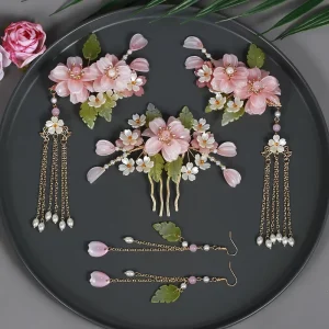 Hanfu Headwear Hair Clip Set Antique Alloy Tassel Step Shake Edge Hair Comb Full Set Accessories
