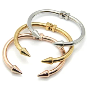 Hanpai Fashion Rivet Punk Bracelet Spike Bracelet Bangle Open Adjustable Titanium Steel Bracelet