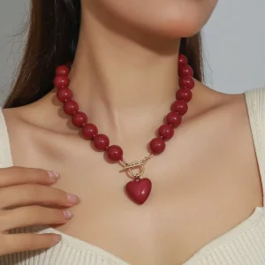 Haomi Bohemian style Women’s Electroplated Acrylic Plastic Geometric Beads Cross Border Beaded Necklace