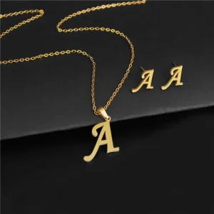 Happy Letter Charm 26 Initial Chunky Letters Pendants for Women DlY Making A Z English Alphabet Necklace Sets