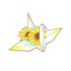 Hard Enamel Zinc Metal Paper Crane Flower Pin Badge Activity Small Gift Clothes Decorations Bird Cartoon Brooch