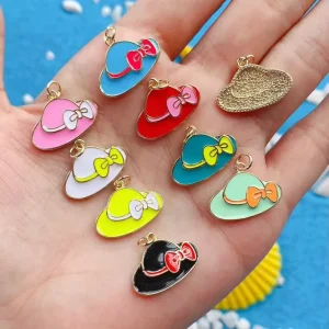 Hat Bag Lipstick Charm Brass Gold Plated Cute Cap Necklace Bracelet Pendant