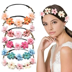 Hawaiian Fashion Style Multicolor Floral Garland Headband Girls Ladies’ Flower Crown Wedding Birthday Parties Accessories Favors