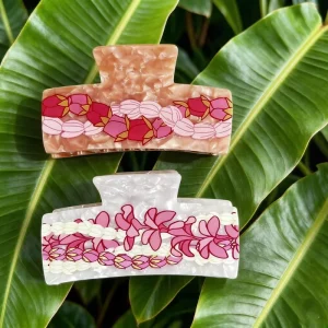 Hawaiian Flower Acetate Hair Claw Clips Custom Floral Print Acrylic Claw Clips Women Fashion Hair Accessories