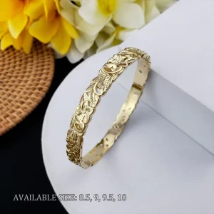 Hawaiian Gold Plated Designer Flower Bangles for Women