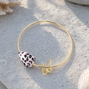 Hawaiian Jewelry Cuff Bangle Spotted Hebrew Shell Tropical Island Travel Gift Lightweight Ladies Accessory