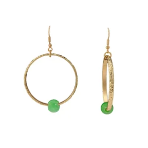 Hawaiian Style Jade Earrings 4.2cm Wide Big Hoop with Tropical Wave Scroll Fashion Drop Jewelry
